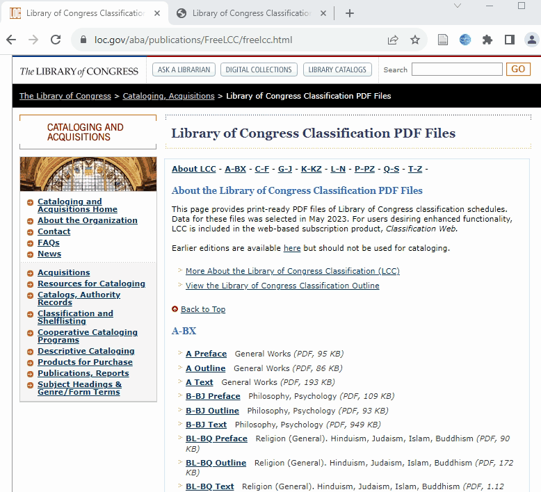 This gif shows where to find some problematic library of congress headings such as the "five civilized tribes after 1907" starting from the Library of Congress website and looking through the corresponding pdf detailing the subheadings of the LoC classification system. The gif is captioned “Where to find some of the headings in the Library of Congress classification system discussed in this section.” 